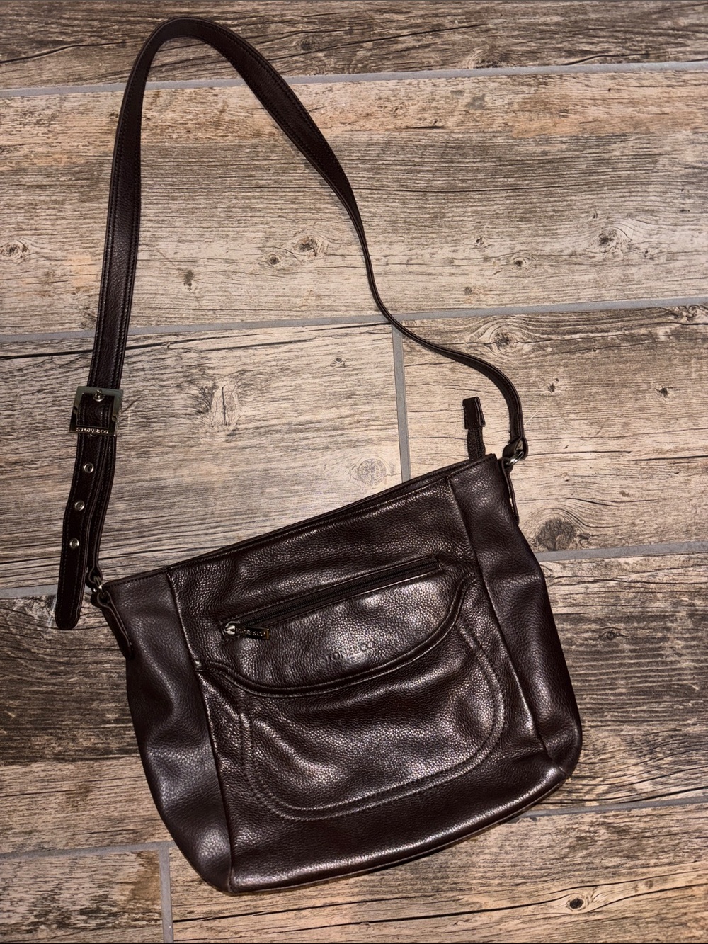 Stone & Co. Brown Leather Front-Zip Crossbody